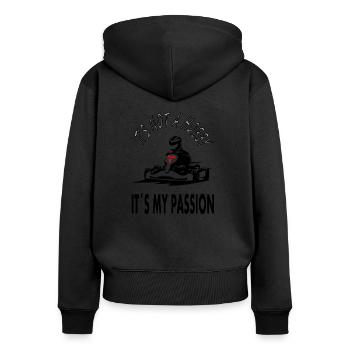 Faire du karting E-karting est ma passion - Sweat à capuche zippé Premium bio Femme - noir - Dos - Julia (174cm)
