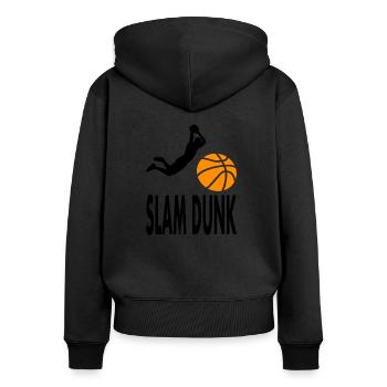 Basket- slamdunk jouer au basket- - Sweat à capuche zippé Premium bio Femme - noir - Dos - Julia (174cm)