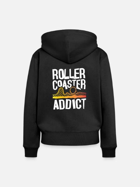 Roller Coaster Addict - Frauen Premium Bio Zip Hoodie - Schwarz