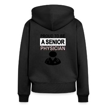 stolzer Oberarzt Chefarzt Oberärztin Arzt Geschenk - Frauen Premium Bio Zip Hoodie - Schwarz - Hinten - Julia (174cm)