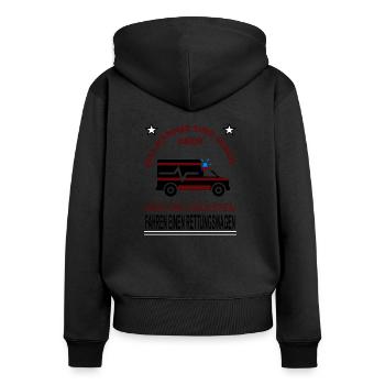 Rettungswagen erste Hilfe Rettungssanitäter sos - Frauen Premium Bio Zip Hoodie - Schwarz - Hinten - Julia (174cm)