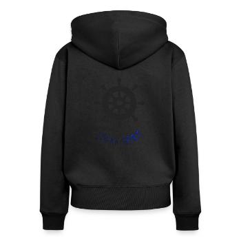 Kapitän Schifffahrt Regatta Kreuzfahrt Geschenk - Frauen Premium Bio Zip Hoodie - Schwarz - Hinten - Julia (174cm)