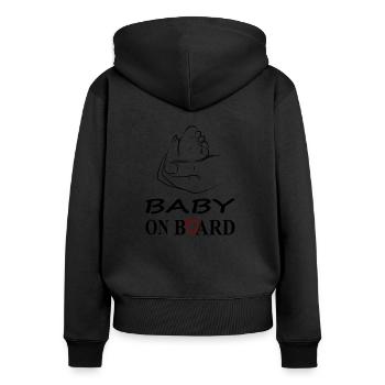 baby on board Babyfüße Babybauch Mutter Geschenk - Frauen Premium Bio Zip Hoodie - Schwarz - Hinten - Julia (174cm)