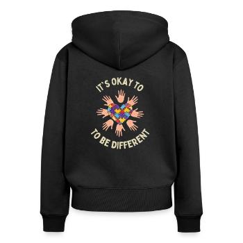 Different Autism Pride Power Autism Awareness - Women's Premium Organic Zip Hoodie - black - Back - Julia (174cm)