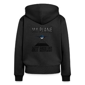 Flugzeug fliegen Pilotin stolzer Pilot Geschenk - Frauen Premium Bio Zip Hoodie - Schwarz - Hinten - Julia (174cm)