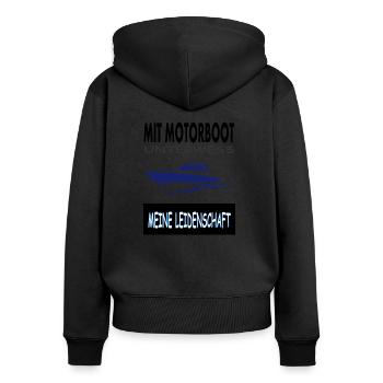 Mit Motorboot unterwegs Wassersport Geschenkidee - Frauen Premium Bio Zip Hoodie - Schwarz - Hinten - Julia (174cm)