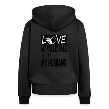 Ich liebe Volleyball spielen Volleyballerin Spruch - Frauen Premium Bio Zip Hoodie - Schwarz - Hinten - Julia (174cm)