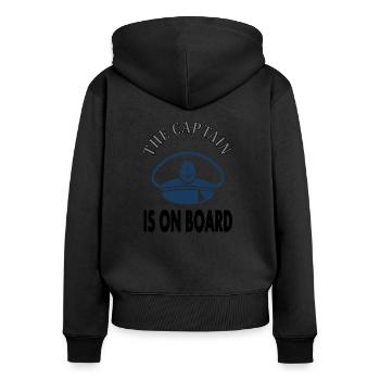 proud captain is on board anchor gift idea - Women's Premium Organic Zip Hoodie - black - Back - Julia (174cm)