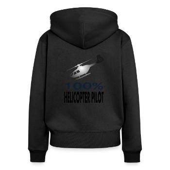 Helikopter Pilot Hubschrauber fliegen Geschenkidee - Frauen Premium Bio Zip Hoodie - Schwarz - Hinten - Julia (174cm)