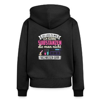 Apothekerin sei nett zu mir - Frauen Premium Bio Zip Hoodie - Schwarz - Hinten - Julia (174cm)