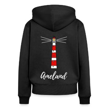 Leuchtturm Ameland Holland - Frauen Premium Bio Zip Hoodie - Schwarz - Hinten - Julia (174cm)