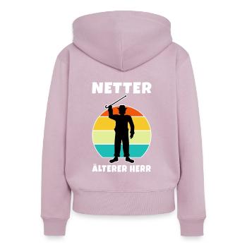 Netter ältere Herr - Frauen Premium Bio Zip Hoodie - Altrosa - Hinten - Julia (174cm)
