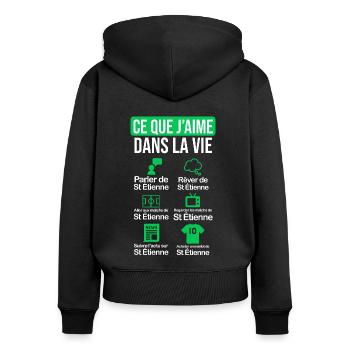 Saint Etienne maillot drôle original football - Sweat à capuche zippé Premium bio Femme - noir - Dos - Julia (174cm)