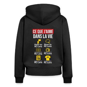 Lensois Lens humour maillot drôle football - Sweat à capuche zippé Premium bio Femme - noir - Dos - Julia (174cm)