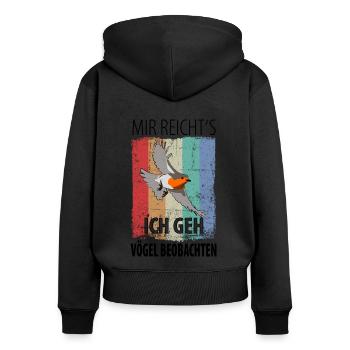 Vogelbeobachtung Vögel Beobachten Birding Vogel - Frauen Premium Bio Zip Hoodie - Schwarz - Hinten - Julia (174cm)