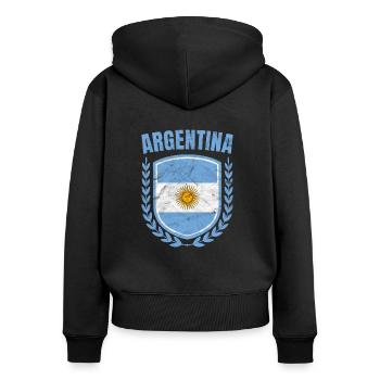 Argentine - Sweat à capuche zippé Premium bio Femme - noir - Dos - Julia (174cm)