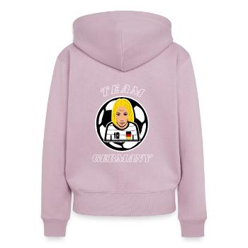 Frauen Fußball - Team Germany / Nationalmannschaft - Frauen Premium Bio Zip Hoodie - Altrosa - Hinten - Julia (174cm)