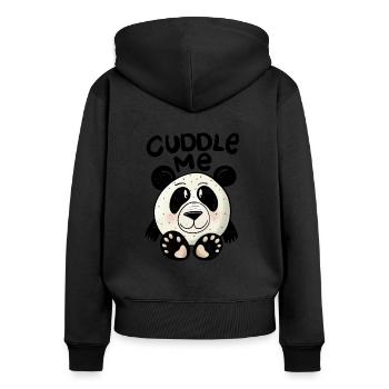 Panda Cuddle me - Frauen Premium Bio Zip Hoodie - Schwarz - Hinten - Julia (174cm)