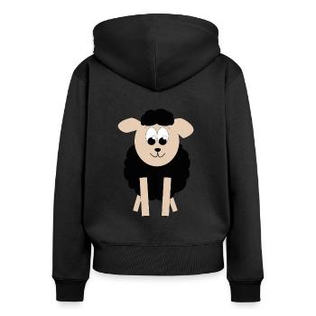 schwarzes Schaf - Frauen Premium Bio Zip Hoodie - Schwarz - Hinten - Julia (174cm)