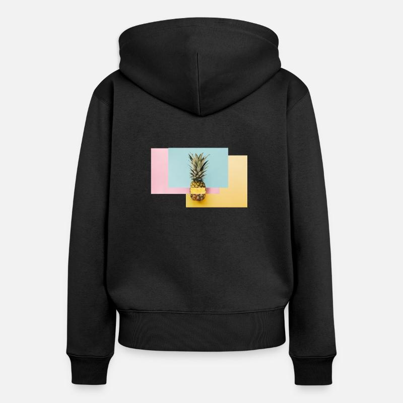 ananas coloré / idée cadeau - Sweat à capuche zippé Premium bio Femme - noir