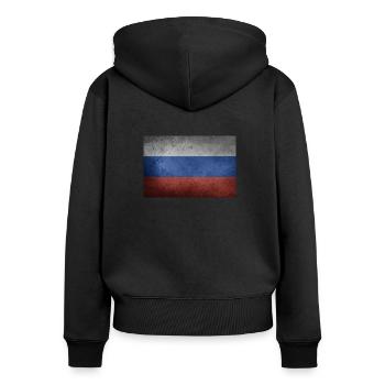 Russie Drapeau Russie Drapeau - Sweat à capuche zippé Premium bio Femme - noir - Dos - Julia (174cm)