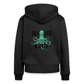 Oktopus Kalmar Tintenfisch - Frauen Premium Bio Zip Hoodie - Schwarz - Hinten - Julia (174cm)