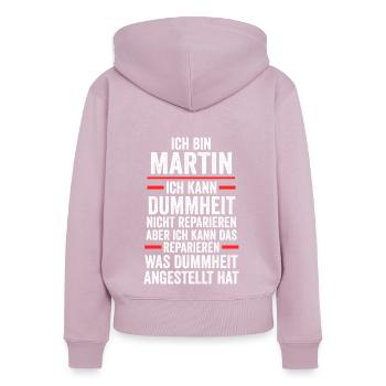 Martin - Sweat à capuche zippé Premium bio Femme - rose poudré - Dos - Julia (174cm)