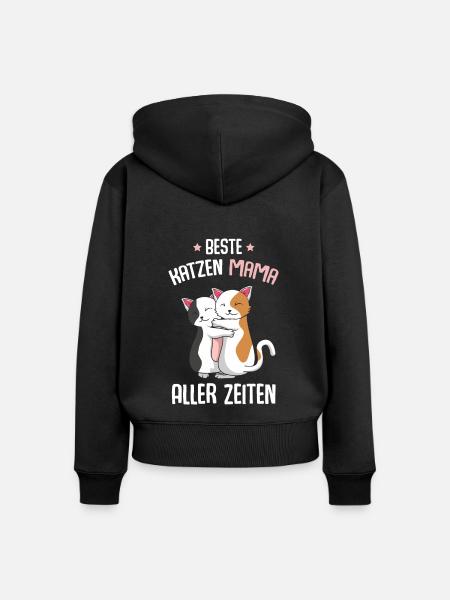 Beste Katzenmama - Frauen Premium Bio Zip Hoodie - Schwarz