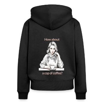 How about a cup of coffee? - Women's Premium Organic Zip Hoodie - black - Back - Julia (174cm)