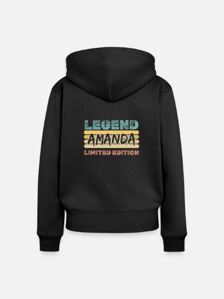 Vorname Amanda - Frauen Premium Bio Zip Hoodie - Schwarz
