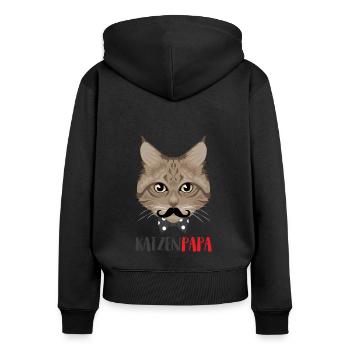 Katzen Papa / Vater - Frauen Premium Bio Zip Hoodie - Schwarz - Hinten - Julia (174cm)