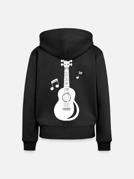 Ukulele Grafik - Frauen Premium Bio Zip Hoodie - Schwarz