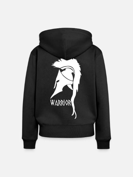 Antiker weißer Kriegerhelm - Frauen Premium Bio Zip Hoodie - Schwarz