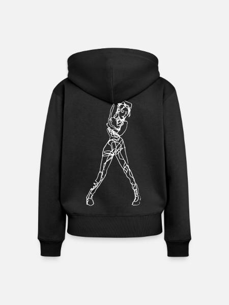 female_line_1 - Frauen Premium Bio Zip Hoodie - Schwarz