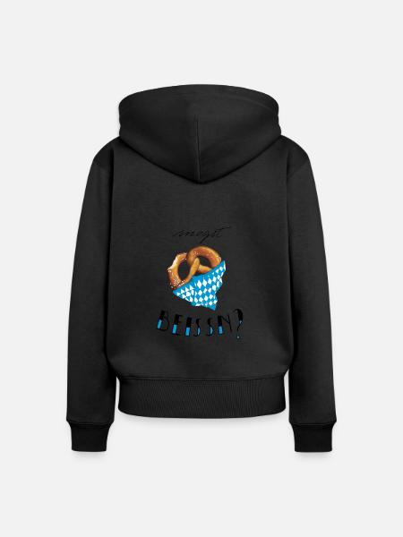 Bayern Breze "Mogst beissn?" - dunkel - Frauen Premium Bio Zip Hoodie -