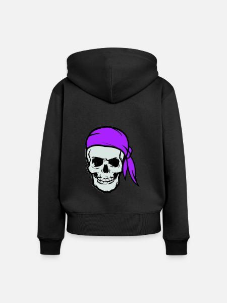 skull pirat - Frauen Premium Bio Zip Hoodie - Schwarz