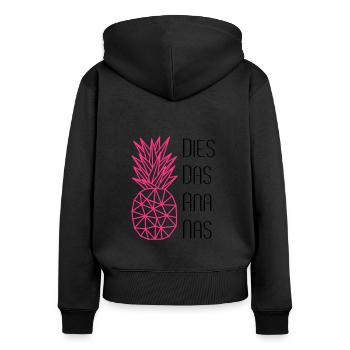 Dies Das Ananas - Frauen Premium Bio Zip Hoodie - Schwarz - Hinten - Julia (174cm)