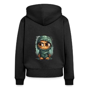 Halloween Spooky Cartoon Mummy - Sweat à capuche zippé Premium bio Femme - noir - Dos - Julia (174cm)
