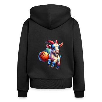 Cute goats basketball player - Women's Premium Organic Zip Hoodie - black - Back - Julia (174cm)