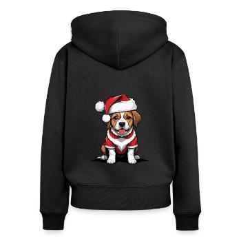 Père Noël chien Père Noël Cadeau chien - Sweat à capuche zippé Premium bio Femme - noir - Dos - Julia (174cm)