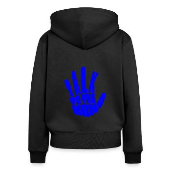talk to the hand, motivational statement quote - Frauen Premium Bio Zip Hoodie - Schwarz - Hinten - Julia (174cm)