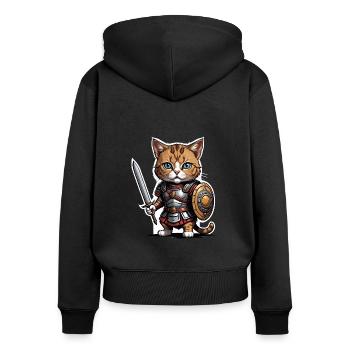 Cat Römischer Krieger Katze Geschenk - Frauen Premium Bio Zip Hoodie - Schwarz - Hinten - Julia (174cm)