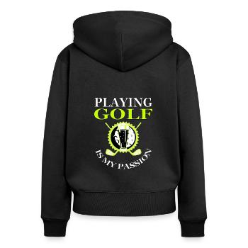 Golf spielen ist meine Leidenschaft Golfplatz gift - Frauen Premium Bio Zip Hoodie - Schwarz - Hinten - Julia (174cm)