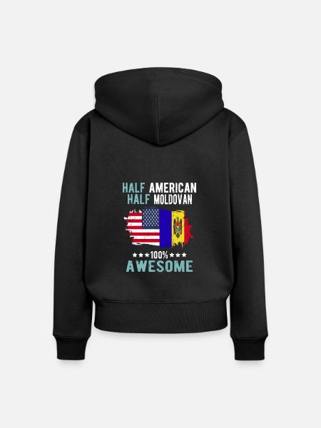 Halb Amerikaner Halb Moldawier - Frauen Premium Bio Zip Hoodie - Schwarz