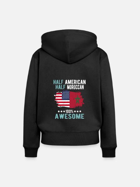 Halb Amerikaner Halb Marokkaner - Frauen Premium Bio Zip Hoodie - Schwarz