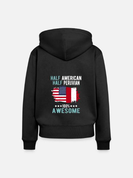 Halb Amerikaner Halb Peruaner - Frauen Premium Bio Zip Hoodie - Schwarz