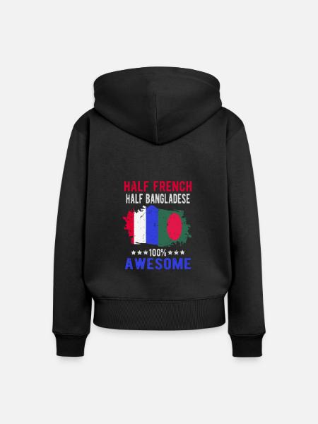 Halb Franzose Halb Bangladescher - Frauen Premium Bio Zip Hoodie - Schwarz