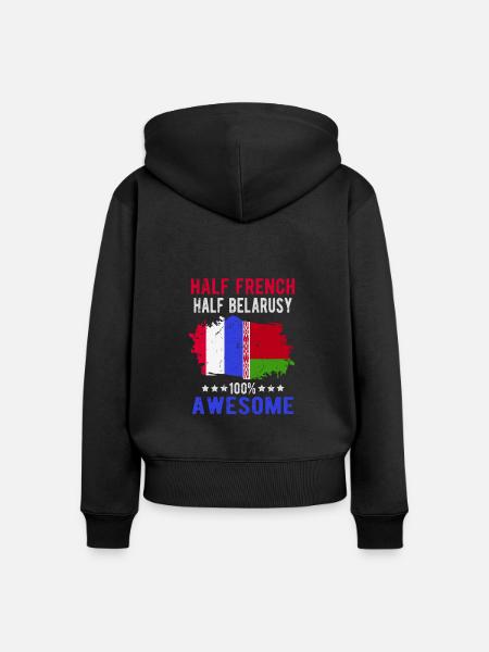 Halb Franzose Halb Belarusse - Frauen Premium Bio Zip Hoodie - Schwarz