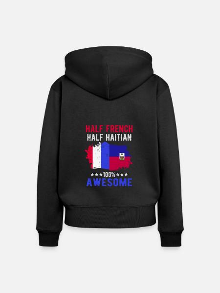 Halb Franzose Halb Haitianer - Frauen Premium Bio Zip Hoodie - Schwarz