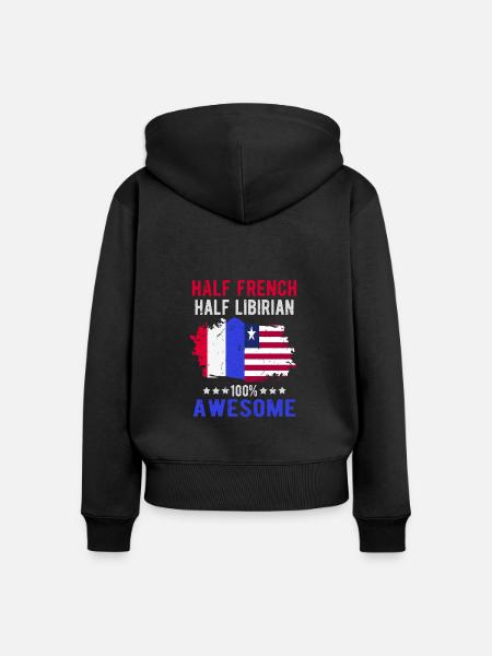 Halb Franzose Halb Libyer - Frauen Premium Bio Zip Hoodie - Schwarz